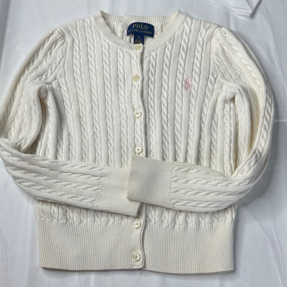 Polo by Ralph Lauren Kids' Cream Cable Knit Cardigan